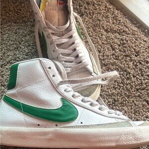 Nike Green and White High-Top Sneakers